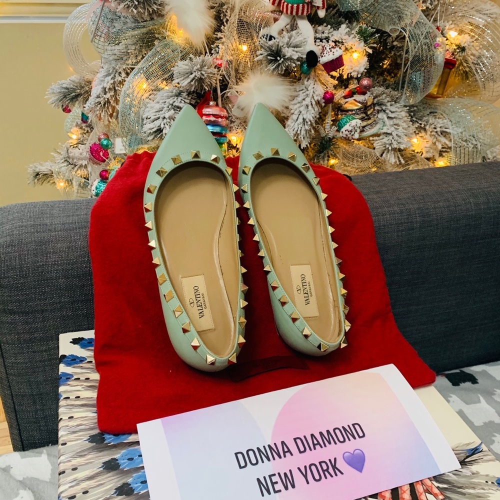 Valentino Leather Rockstud Flats 💯 💜 - Picture 4 of 5